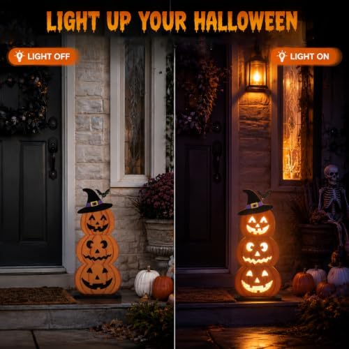 Halloween Decorations LED Light Up Pumpkin Decor Spooky Sound Porch Sign - Image 4