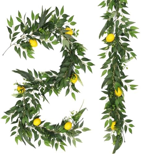 RECUTMS 2Pcs Artificial Ivy Vines with Lemon&Willow&Eucalyptus&Fern 5.9Ft by RECUTMS