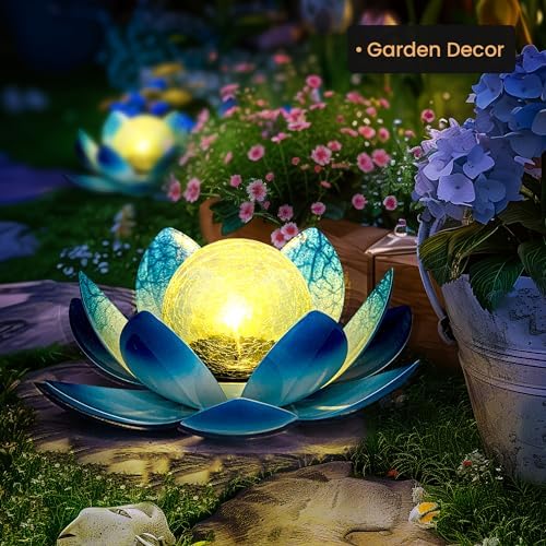 GIGALUMI Solar Light Outdoor Garden Decor, Lotus Flower Light Waterproof - Image 2