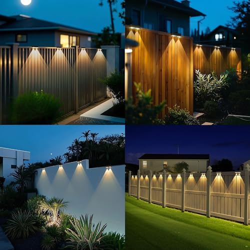 Peasur Solar Fence Lights Outdoor 4 Pack, Waterproof LED Steps Light Solar Powered, Deck Lights for Railing Yard Outside(Warm White) - Image 5