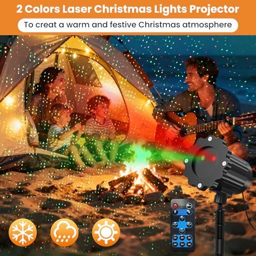 Christmas Projector Lights Outdoor, Waterproof Christmas Laser Lights Outdoor with Remote, Landscape Spotlight Red and Green Star Show, Laser Projection for Garden House Decor Holiday Xmas Decoration - Image 3