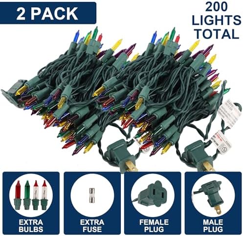 2 Pack Multicolor Christmas String Lights, 100 Count Each, Incandescent Mini Christmas Lights, Connectable Xmas Tree Light for Indoor Outdoor Garland Birthday Holiday Wedding Festival Party - Image 5