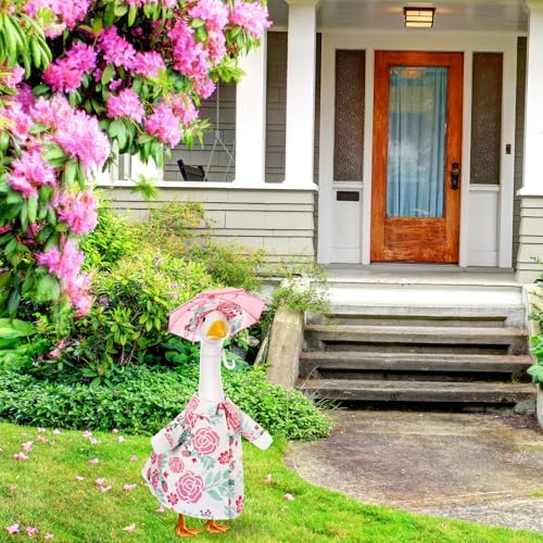 Soulchen 3 Pcs Summer Goose Outfit Porch Lawn, Pink Floral, 17 Inch - Image 5