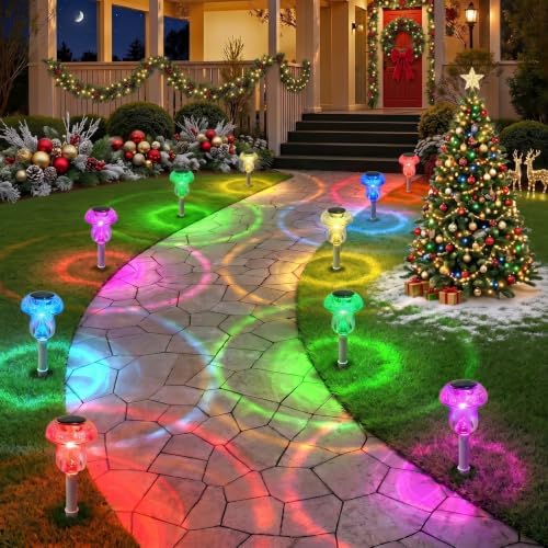 Solar Lights Outdoor, 16 Pack Mushroom Lights Outside Waterproof, Solar Powered LED Lighting for Garden, Yard, Landscape, Path, Pathway, Lawn, Walkway, Driveway, Backyard Decor (Color Changing) - Image 5
