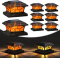 8 Pack Solar Post Cap Lights Outdoor, Flickering Flame & Warm White by DAMAYCA