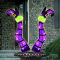 Juegoal Set of 2 Halloween Lighted Wicked Purple Witch Legs with Stakes, 22" Light Up Tinsel Halloween Yard Sign Prop Timer & 8 Modes, Battery Operated for Outdoor Party Haunted House Garden Decor by Juegoal