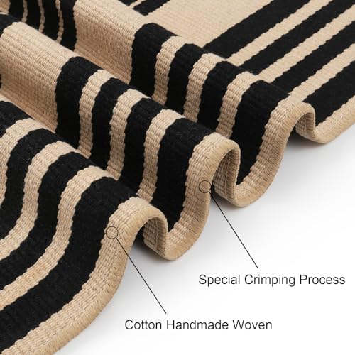 Striped Fall Outdoor Rug 4x6ft, Washable Cotton Hand Woven Patio Rug - Image 3
