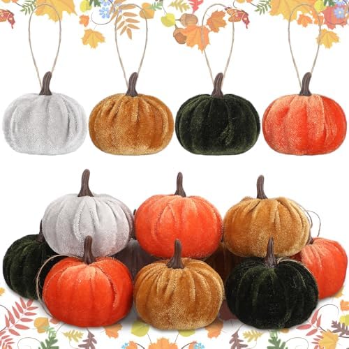 Vercraft 12 Pcs Fall Pumpkin Hanging Ornament, Fall Tree Decor, Assorted by Vercraft