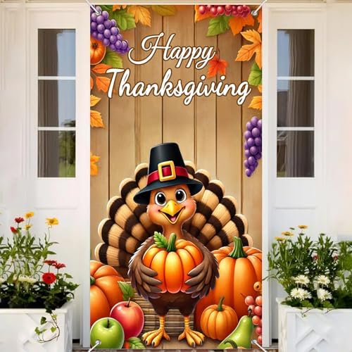 BlissYard Thanksgiving Turkey Door Banner Fall Harvest Decor 35 x 71 Inch - Image 5