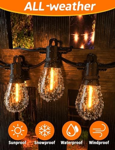 String Lights for Outside Patio 26FT IP65 Waterproof Outdoor String Lights Led with 13+1 S14 1W Shatterproof Bulbs for Patio Bistro Backyard Pergola Balcony Garden - Image 4