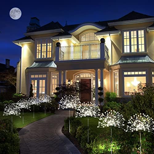 Solar Garden Lights Outdoor, 4 Pack 120 LED Waterproof Decorative String Lights 8 Modes with Remote DIY Outdoor Decor for Pathway Walkway Yard (Cool White) - Image 3