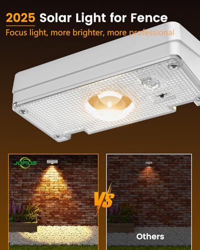JOFIOS Solar Fence Lights Outdoor, 12 Pack, 50LM Ultra Bright, 10 Colors & 12 Lighting Modes Solar Deck Lights, IP65 Waterproof, Dusk-to-Dawn Solar Powered Fence Light for Patio, Railing (White) - Image 4