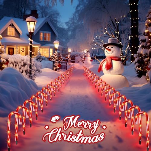 Christmas Candy Cane Lights, Candy Cane Lights Christmas Decorations Outdoor for Yard,Garden(10Inch), 10Pack - Image 5