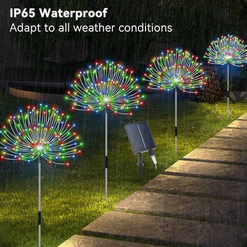 Slyuexu Solar Garden Lights Outdoor Waterproof, 4 Pack Total 480 LED - Image 3