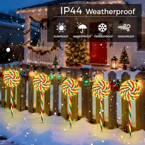 Outdoor Christmas Decorations, Lollipop Pathway Lights, 5 Pack - Image 5