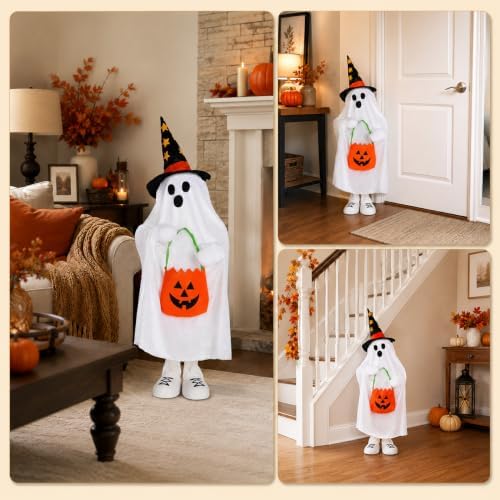 Halloween Decorations Outdoor Light Up Ghost Porch Decor 38 Inch,1Pack - Image 4