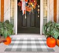 Front Door Mat Outdoor 24"x35"Grey and White Buffalo Plaid Outdoor Rug by BUAGETUP