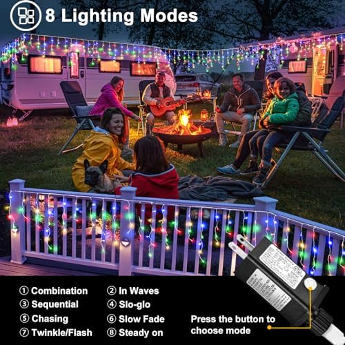 99ft Colored Christmas Lights Outdoor Icicle Lights for Outside House 1216L - Image 3