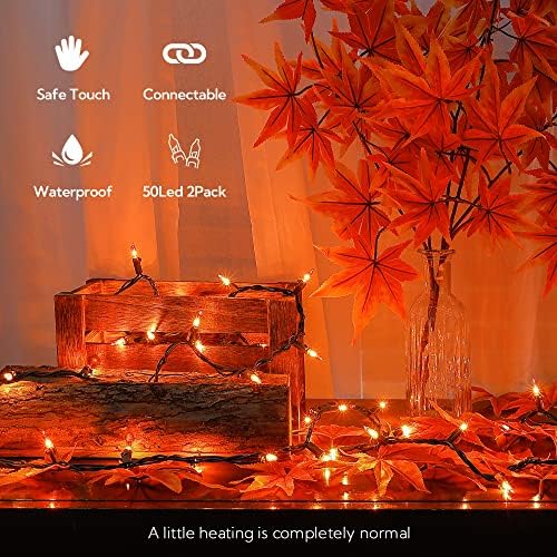 Hopolon 13FT 50 Orange Halloween Incandescent Mini String Lights 2 Pack - Image 3