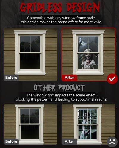 2pcs Halloween Window Cover Decor, Scary Ghost Curtain Outdoor - Image 4