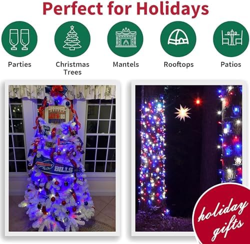 LAMPHOME 100 Count Red White and Blue Mini String Lights with White Wire,Connectable 19.6ft 120V Waterproof 4th of July Patriotic Incandescent Lights, Independence Day Lights for Outdoor Indoor Decor - Image 7