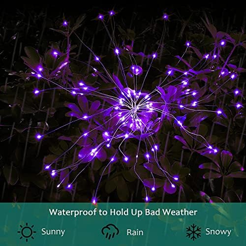 JJGoo Solar Firework Lights, 2 Pack 150 LEDs 2 Lighting Modes Solar Lights Outdoor Waterproof for Garden Patio Walkway Pathway Party Wedding Christmas Decorative - Purple - Image 5