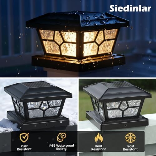 SIEDiNLAR Solar Post Lights Outdoor, 1 Pack, 4 Modes, 40 LEDs, Black - Image 6