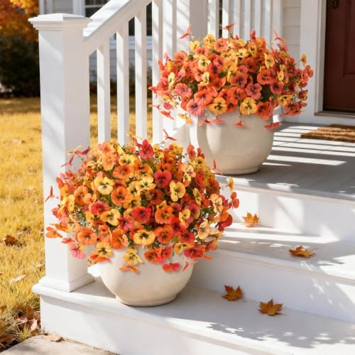 Artificial Pansy Faux Fall Flowers Plants for Outdoors Porch Decoration - Image 3