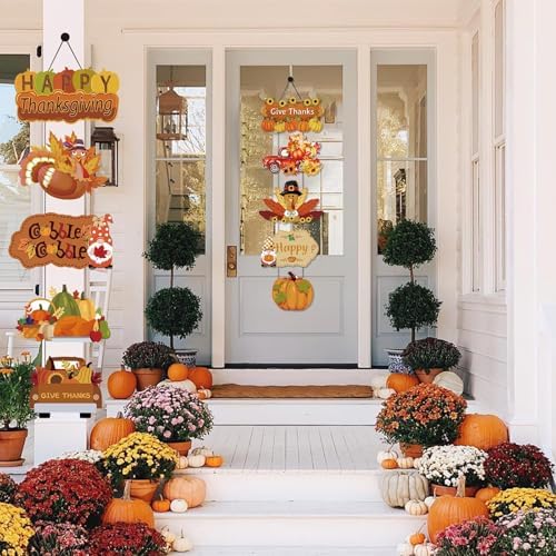 Fall Thanksgiving Door Sign, Wooden Harvest Decorations, Indoor Outdoor Farmhouse Porch Decor (10) - Image 6