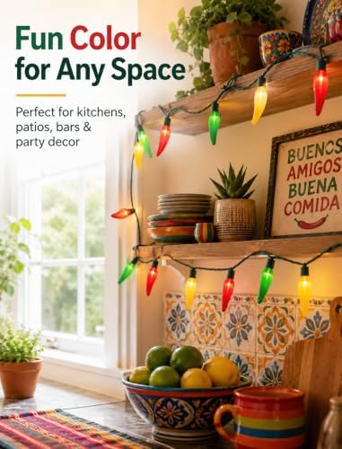 Multicolor Chili Pepper Lights, 13.6Ft Christmas Decorative String Lights with 35 Red Green Yellow Chili Light, Connectable Chili Pepper Lights for Outdoor Indoor Xmas Party Kitchen Garden - Image 3