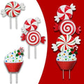 3 Pack Metal Christmas Yard Signs Decor for Multiple Stacked,Voumsil Christmas Yard Stakes with Candy Fall Yard Decor for Outside Garden Yard Lawn Porch by Voumsil