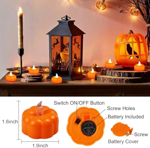 CESOF 12 Pack Fall Decorations for Home Pumpkin Tea Lights Halloween Decor - Image 2
