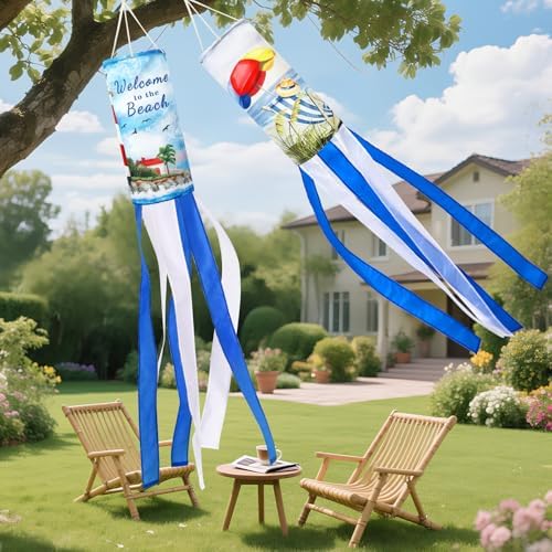 NOVWANG 40 Inch Lighthouse Windsock, Cruise Wind Sock for Vacation Beach Party Decorations Summer Outdoor Hanging Flag for Garden Yard Patio Decor - Image 4