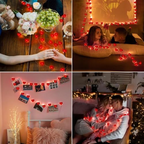 Red Heart Fairy Lights Battery Operated 10FT 30LED Valentines String Lights - Image 2