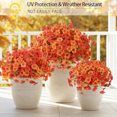 24 Bundles Artificial Mums for Outdoors Decor, UV Resistant Fall Flowers - Image 3