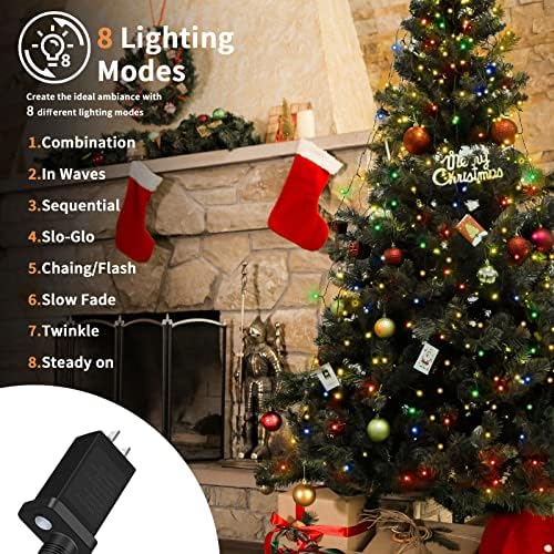 BOLWEO Christmas Tree Lights, 280LED 8 Lines Christmas Lights for Tree 8 Modes for 6ft-7ft Christmas Tree, UL Certified Indoor Outdoor Christmas Decorations 8 * 6.6ft Drops Multi-Color - Image 3