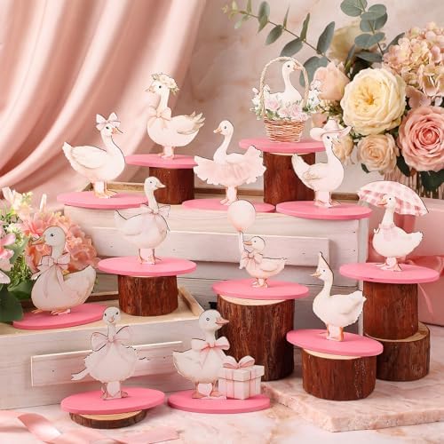 Amyhill 12 Pcs Goose Table Decorations Wooden Tabletop Centerpiece Wooden Table Sign for Tiered Tray Fiesta Carnival Party - Image 3