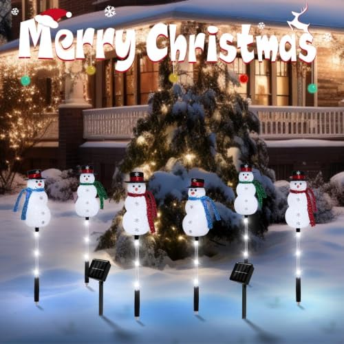 Christmas Snowman Solar Pathway Lights Outdoor Decorations, 6 Pack - Image 7