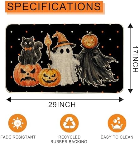 Hexagram Halloween Door Mat Pumpkin Ghost Doormat Front Porch Decorations - Image 3