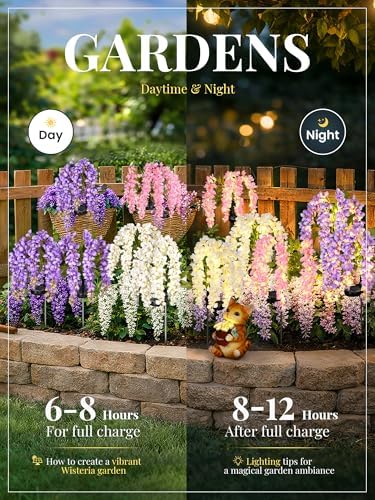 GIGALUMI 3 Pack Solar Wisteria Flowers Outdoor, 2 Modes, Multicolored - Image 4