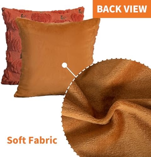 Fall Pumpkin Pillow Covers 16x16 Set of 2 Rust Red Fall Farmhouse Decor - Image 5