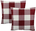 VAKADO Buffalo Plaid Throw Pillow Covers 26x26 Set of 2, Red & White by VAKADO