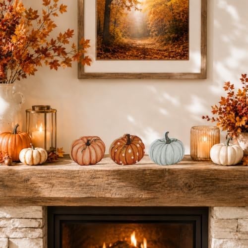 Smile Fall Wooden Decor Set 3-Piece Neutral Pumpkin Tabletop Signs for Autumn Harvest Home Decor - Image 5