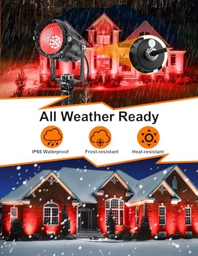 Halloween Red Landscape Lights Outdoor, 14 LED Landscape Lighting with US Plug, IP65 Waterproof Spotlights for Tree Yard Garden Pathway Christmas Decor 4 Pack - Image 5