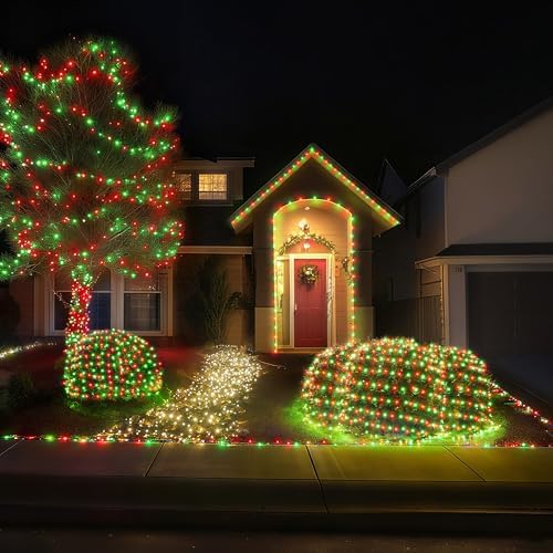 BlcTec Outdoor Christmas Lights 360 LED 9.8ft x 6.6ft Christmas Net Lights with 8 Modes, UL Certified, Timer, Connectable, Waterproof for Bushes, Shrubs, Yard Outdoor Xmas Decorations, Red Green - Image 6