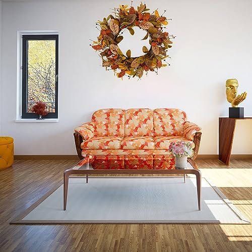 Artificial 20 inch Fall Wreath Autumn Magnolia Wreath with Wooden Magnolia Leaves,Multicolored Berry for Front Door Indoor Outdoor Farmhouse Wall Holiday Decor - Image 5