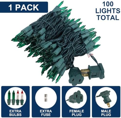 Green Christmas String Lights, 100 Count Incandescent Mini Lights - Image 5