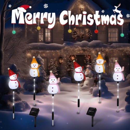 Solar Christmas Snowman Pathway Lights Outdoor Decoration, 6 Pack - Image 7