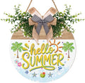 Hello Summer Door Sign Hanger Beach Theme Front Door Wreaths for Office Coastal Summer Wooden Hanging Signs Porch Wall Decorations for Outdoor Garden by Cryfox