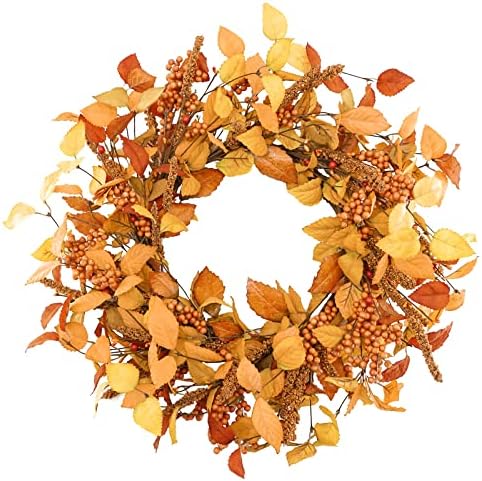 YNYLCHMX 20" Fall Wreath for Front Door, Eucalyptus and Sorghum Decor by YNYLCHMX